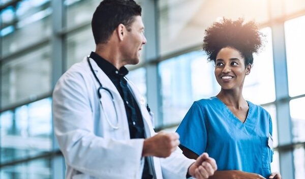 Medical team and advice on plan in hospital walking and support or collaboration for medicine Doctor people and consulting on healthcare treatment or diagnosis nurses and talk for solidarity