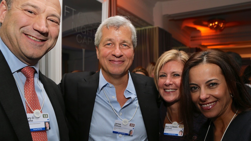 Gary Cohn, president and COO, Goldman Sachs; James Dimon, chairman, president and CEO, JP Morgan; Mary Callahan Erdoes, CEO, JP Morgan Asset Management; Dina Habib Powell, global head of corporate engagement, Goldman Sachs