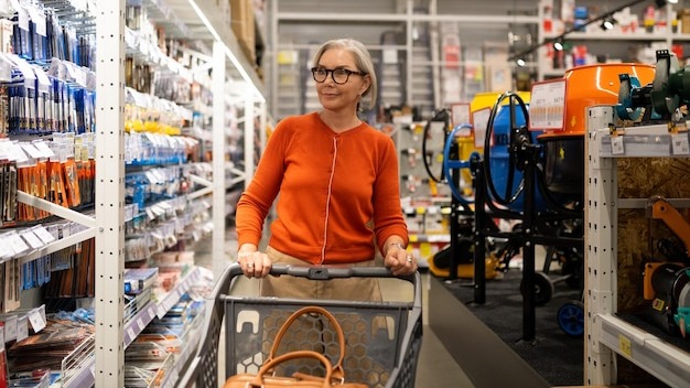 Shopping experience of modern women choosing household items in a vibrant retail store