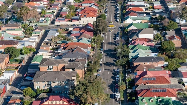 High angle view of buildings in city