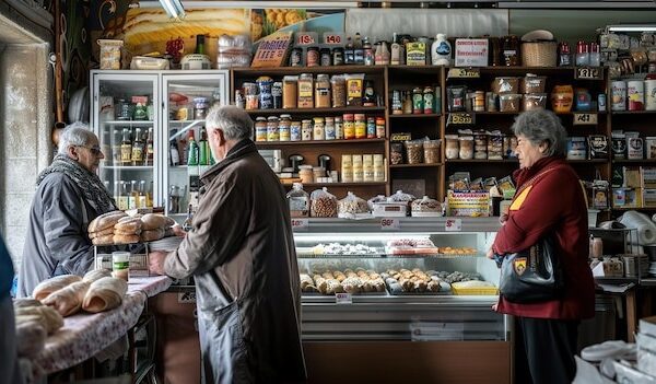 a woman standing in front of a store with a sign that says 1 00
