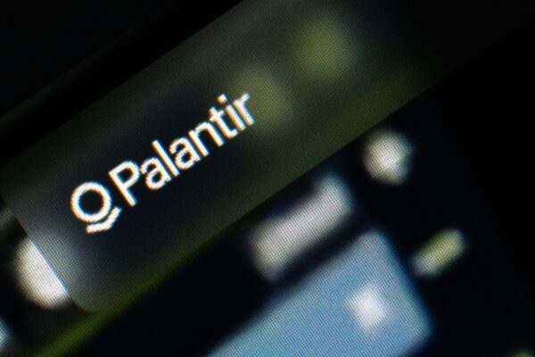 Palantir logo on a dark background