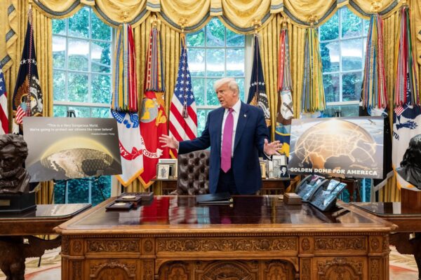 President Donald Trump announces the Golden Dome missile defense system P20250520JB