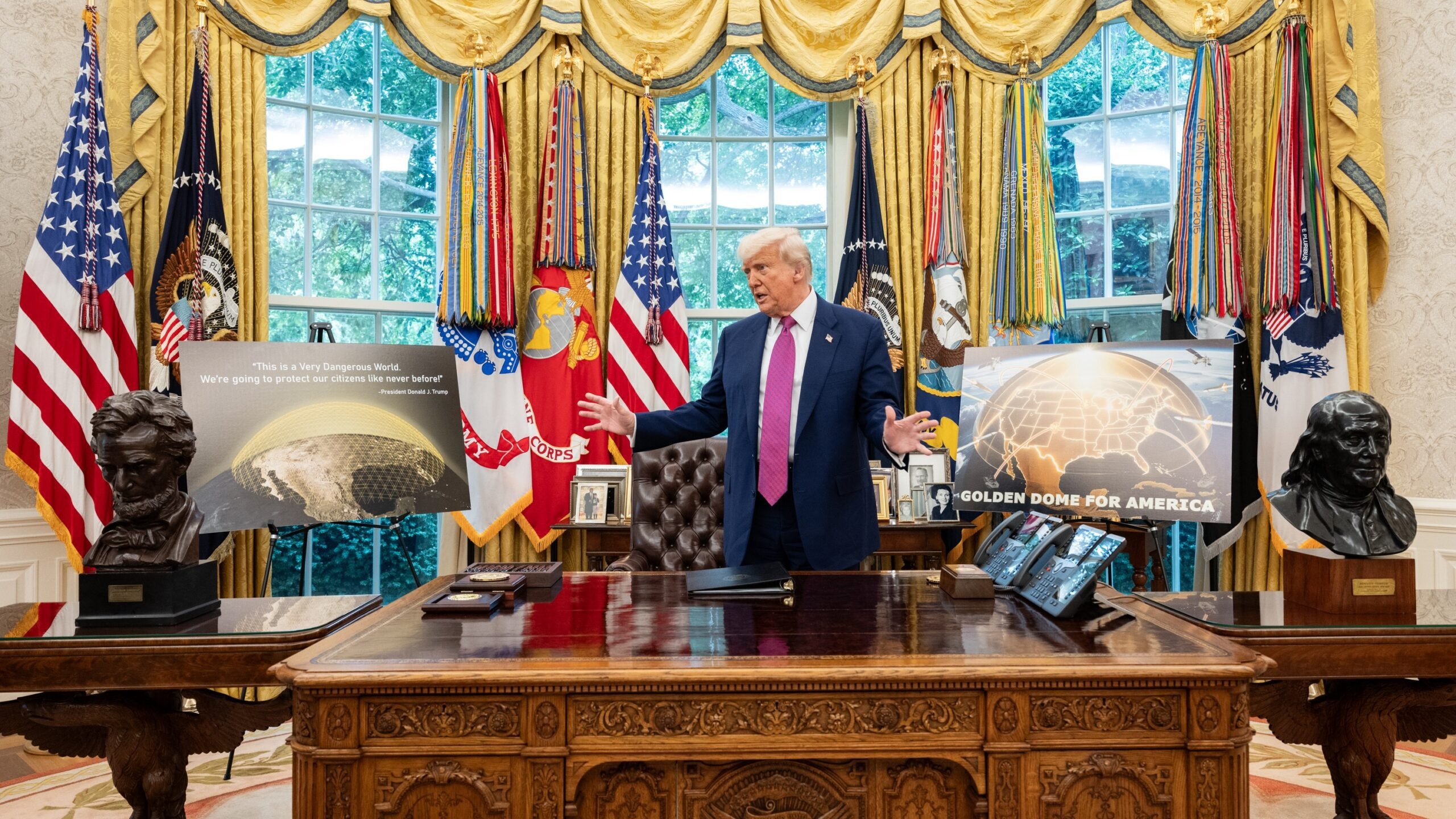 President Donald Trump announces the Golden Dome missile defense system P20250520JB