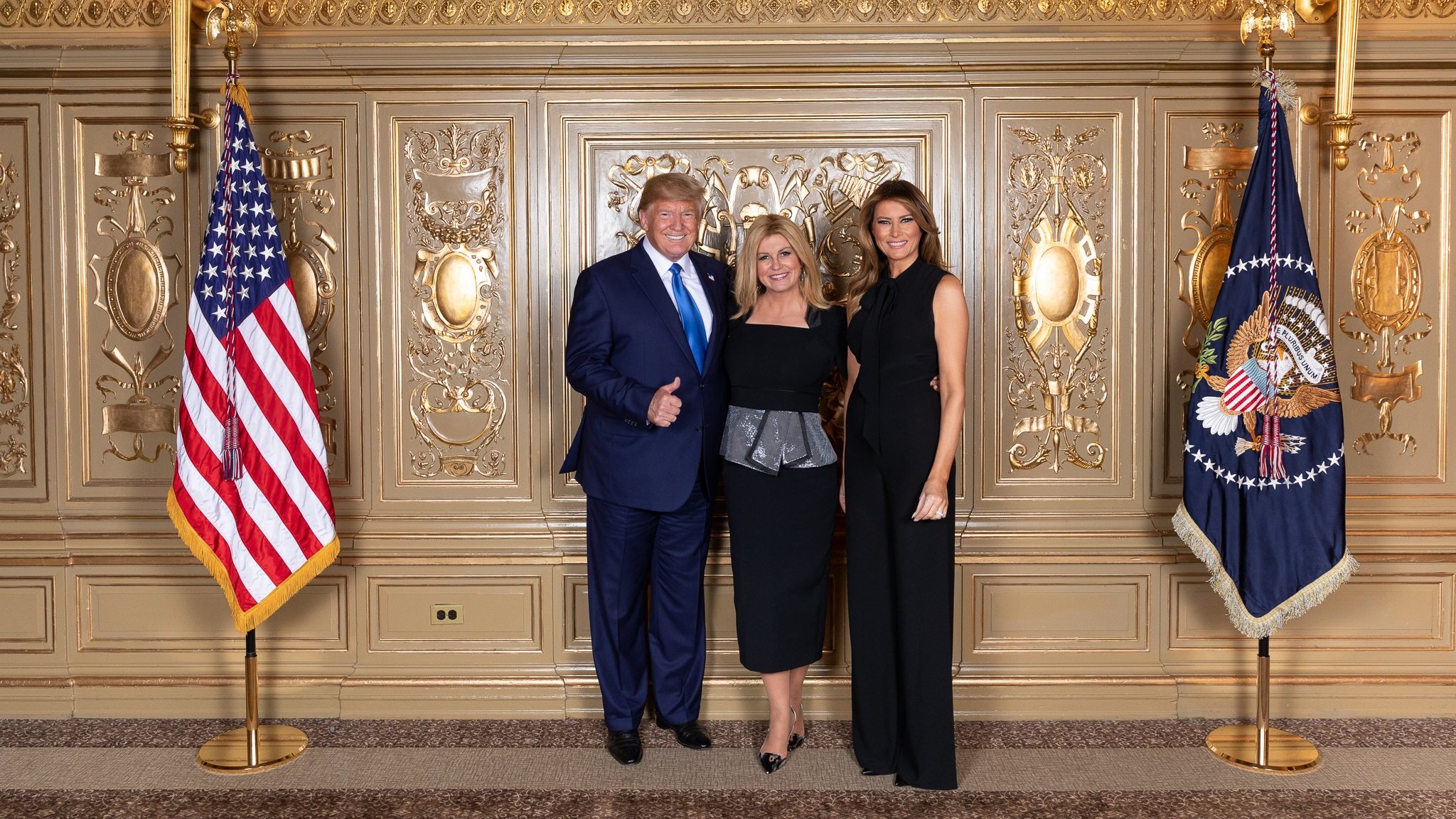 President Donald Trump, First Lady Melania Trump, and Kolinda Grabar-Kitarović