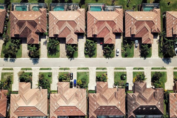 aerial photography of brown houses