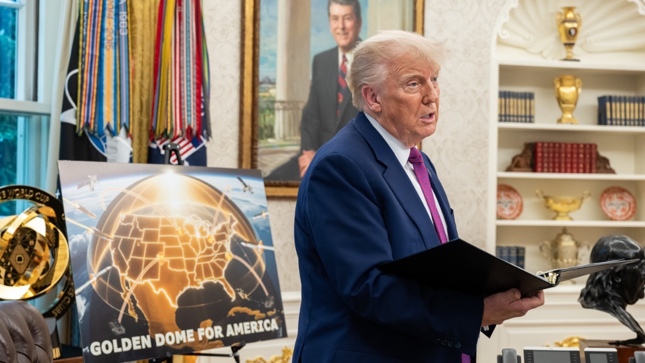 President Donald Trump announces the Golden Dome missile defense system P20250520JB