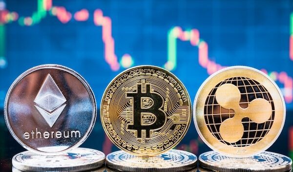 Business bitcoin, ethereum and XRP coins currency finance money