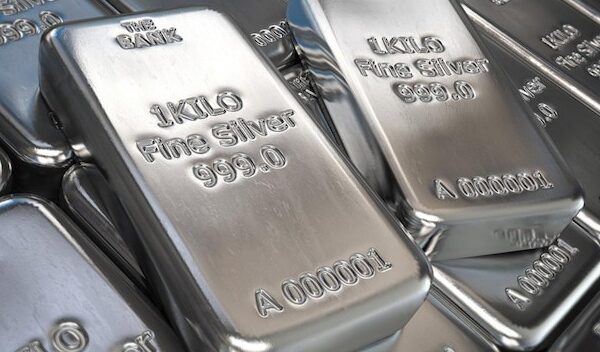 Silver bars or ingots background Precious metal