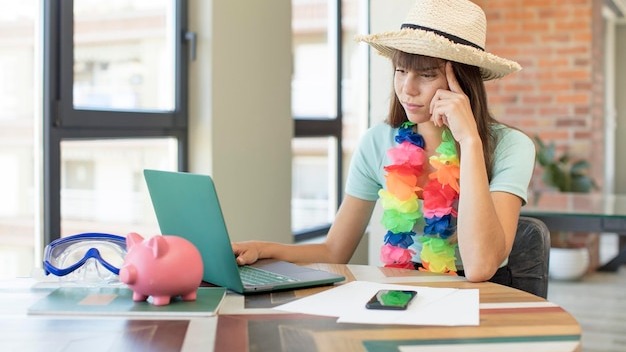 Looking surprised realizing a new thought idea or concept