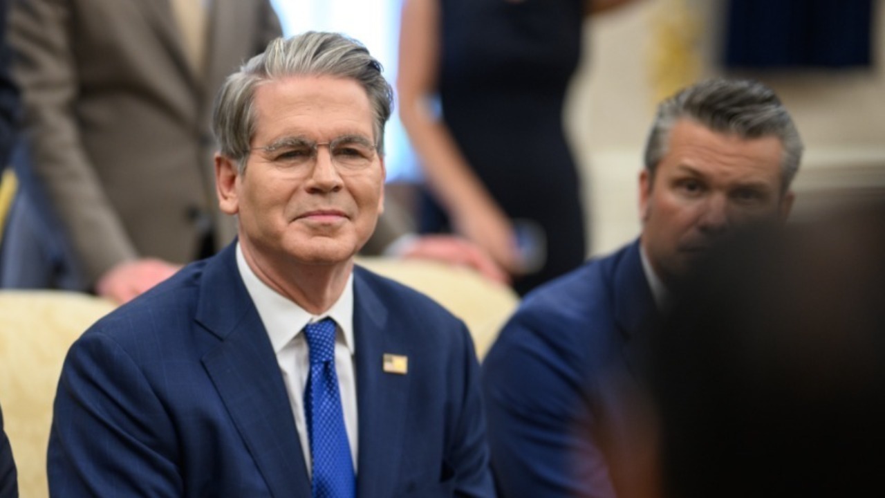 Secretary of the Treasury Scott Bessent looks on as President Donald Trump and President Ferdinand Marcos Jr. of the Philippines participate in a bilateral meeting (54676832056)