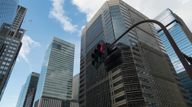 Low angle view of modern buildings against sky in city