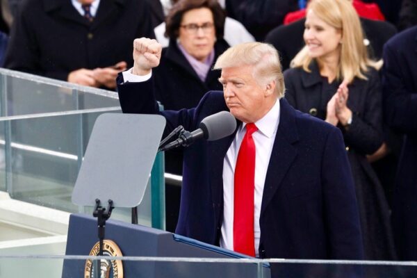 Donald Trump speaks at the inauguration