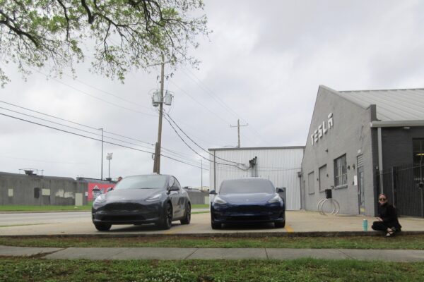 Tesla store at Tchoupitoulas & Washington, Irish Channel, New Orleans 4 April 2025
