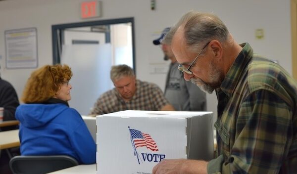 A man is handing a piece of paper to another man generative ai image